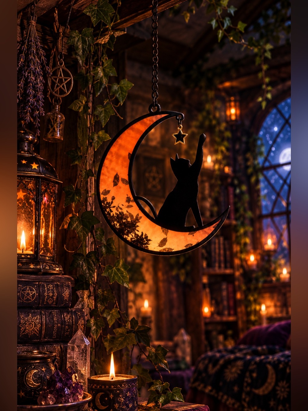 Orange Moon & Cat Sun Catcher
